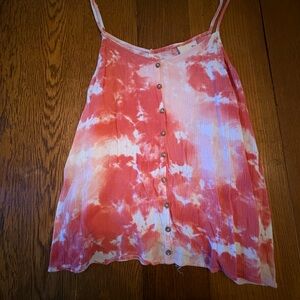 SO Red and White Tie-Dye Tank Top